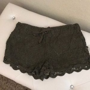 Olive lace shorts